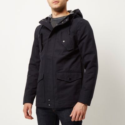 Navy hooded casual jacket